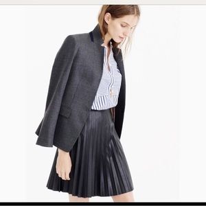 J crew pleated black faux leather skirt size 6 T